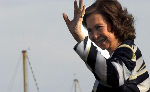 Doña Sofía a su llegada al Real Club Náutico de Valencia